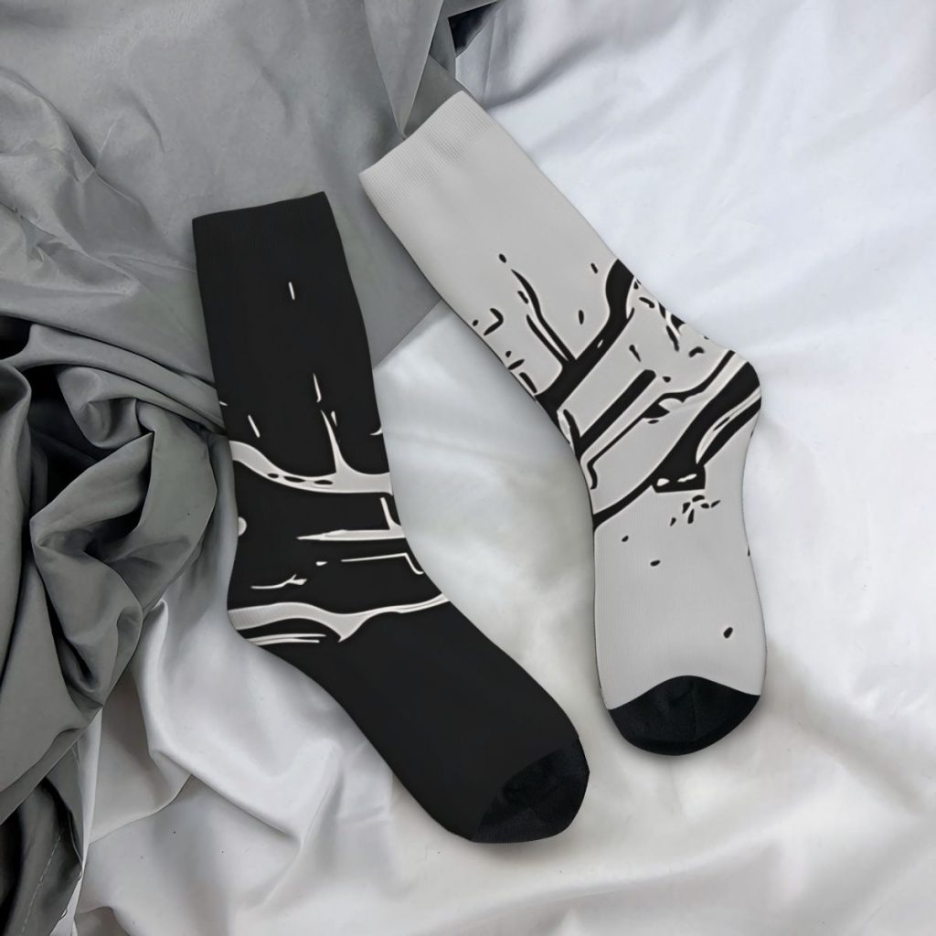 Funny Crazy Sock for Men Remake Black Hip Hop Harajuku Dead Space Game Happy Pattern Printed 3 - Dead Space Merch