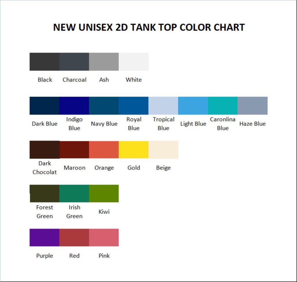 tank top color chart - Dead Space Merch